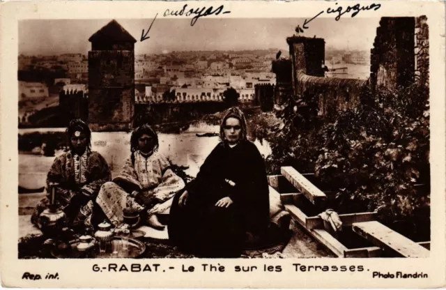 CPA AK MOROCCO RABAT - Le the sur les terraces (114638)