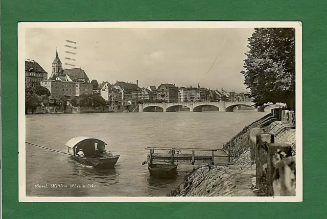 AK Basel / Schweiz --Rheinbrücke-- Flußpartie,  um 1929 (K)