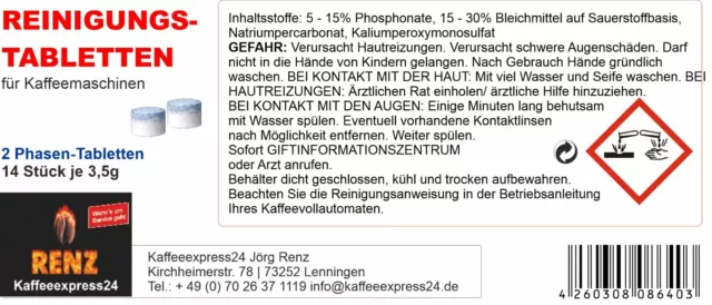 2-Phasen Reinigungstabletten Reiniger Tabs passend für JURA Kaffeevollautomaten 2