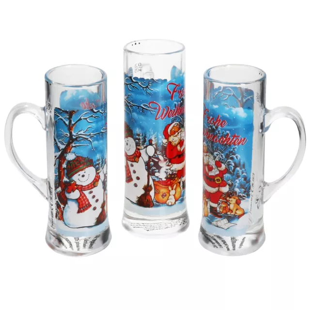 3x Frohe Weihnachten Glühwein-Gläser mit Henkel 200ml geeicht Luis Tee-Becher