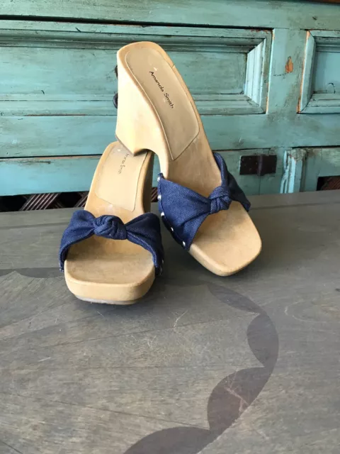 Cute! ❤️ Amanda Smith Shoes Wedge Sandals Jean Size 8M Women's