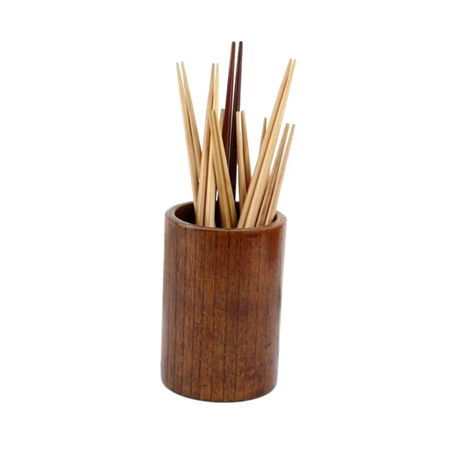 Porte-Ustensiles Cuisine En Bois 3 Compartiments - Organisateur Couverts Avec Plateau, Brun 11.5x8x8cm
