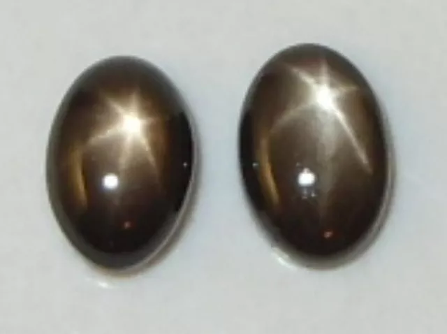 1.52ct Pair India Black 6 Ray Star Sapphire Oval Cabochon Cut 6x4mm WoW *$1NR*