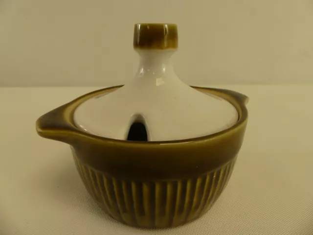 (RefJOH34) Gorgeous retro Langley covered pottery preserve dish