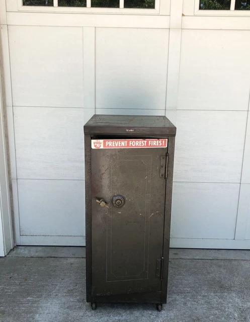 Antique 48" Tall Globe Wernicke Steel Document / Gun Safe With Yale Lock
