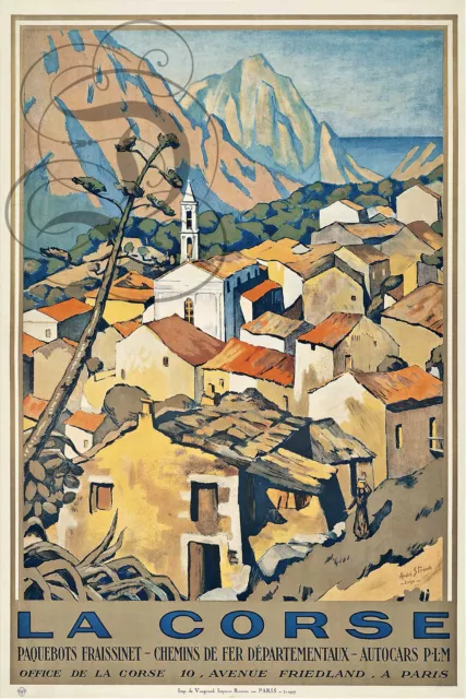 Repro Deco Affiche La Corse Paquebot Fraissinet Sur Papier 310 Ou 190 Grs