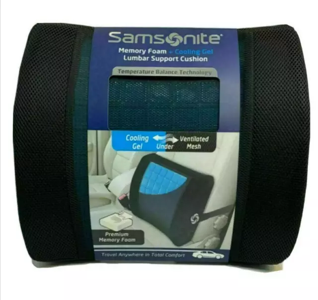 Samsonite Memory Foam + Cooling Gel Lumbar Support Cushion(BLACK)NWOT
