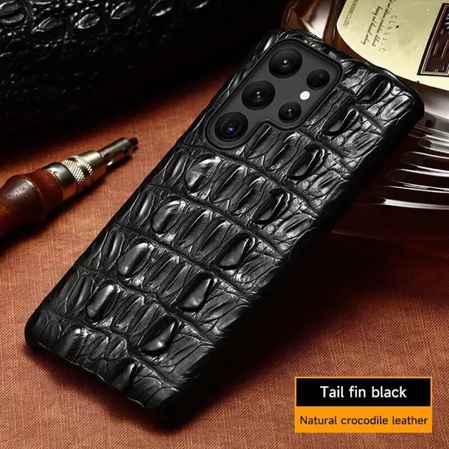 Genuine Crocodile Leather Case for Samsung Galaxy S24 Ultra S23 Alligator Cover 2