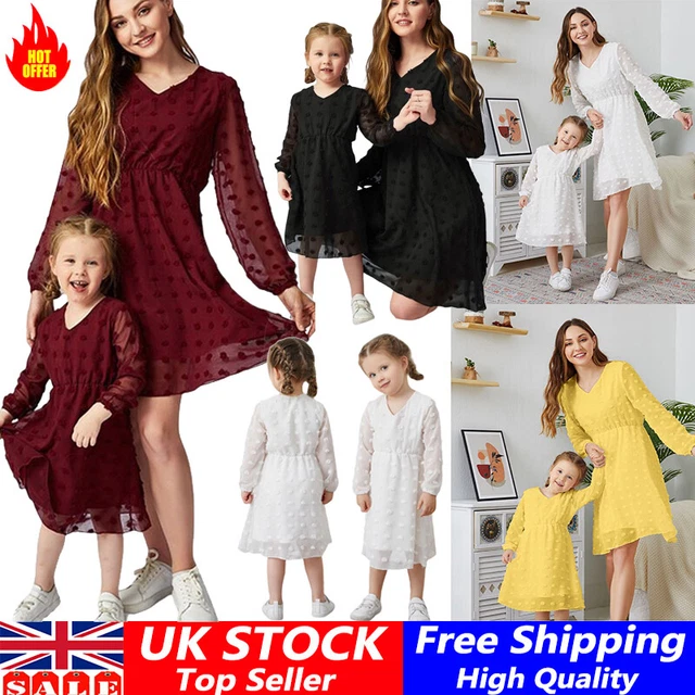 Mother And Daugther Dress Family Matching Outfits Long sleeve Mom Girls Dresses