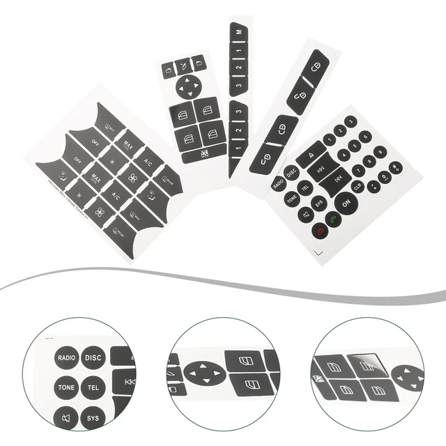 Kit Autocollants De Boutons Pour Commandes Vitre/clim Radio Mercedes-Benz - Répare L'usure