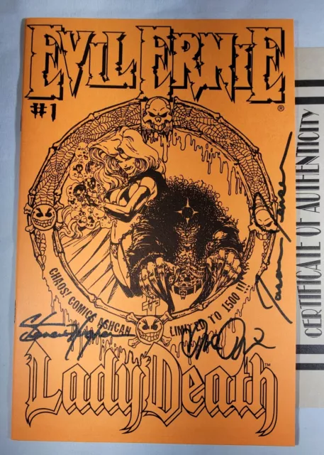 Evil Ernie #1, Lady Death Ashcan, Signed (x3) Limited Edition 1500, Chaos Comics
