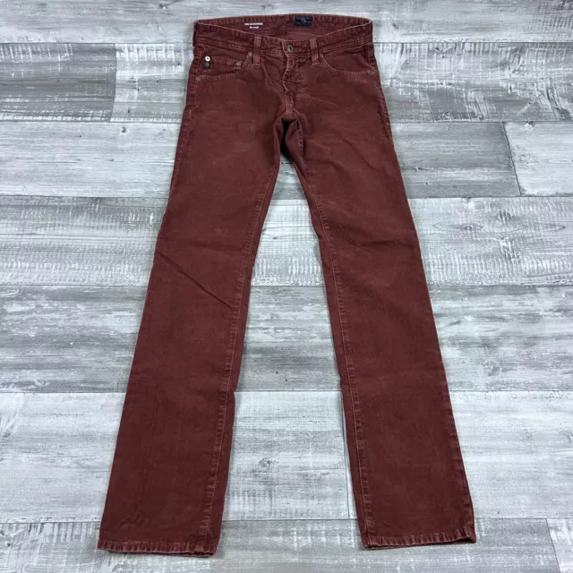 AG Adriano Goldschmied Pants Mens 29 34 Red The Matchbox Slim Straight Corduroy