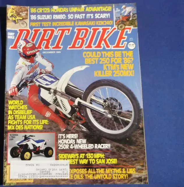 Dirt Bike Magazine-Dec 1985-Honda Atc250R-Mx Des Nations-Ron Lechien-Vintage