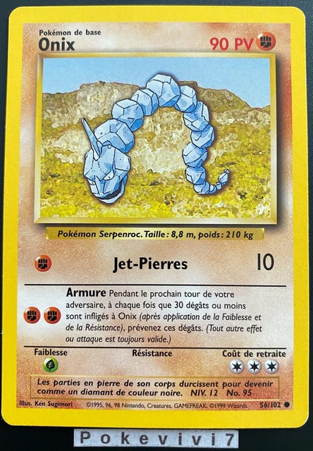 Pokemon Card ONIX 56/102 Common Wizards Base Set FR