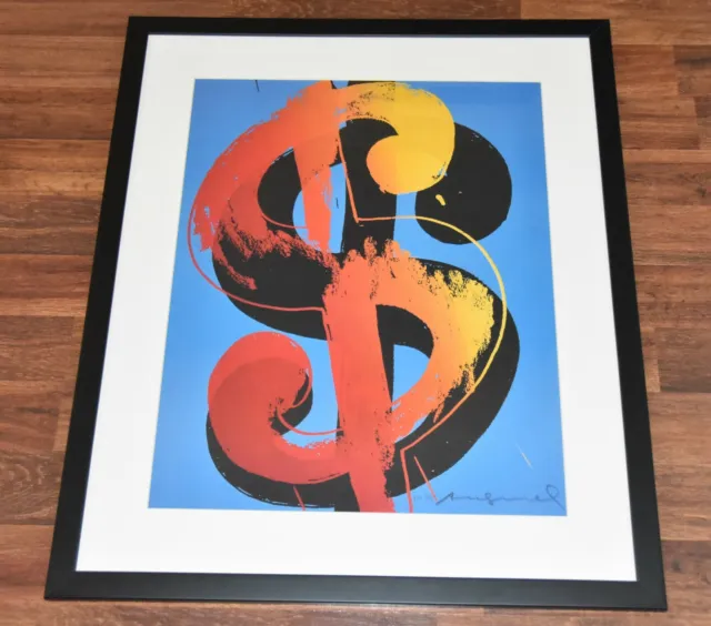 Framed Dollar Sign blue by Andy Warhol Art Print Offset Lithograph Poster Print