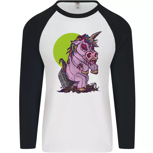 A Zombie Unicorn Divertente Halloween Uomo L/S Baseball T-Shirt