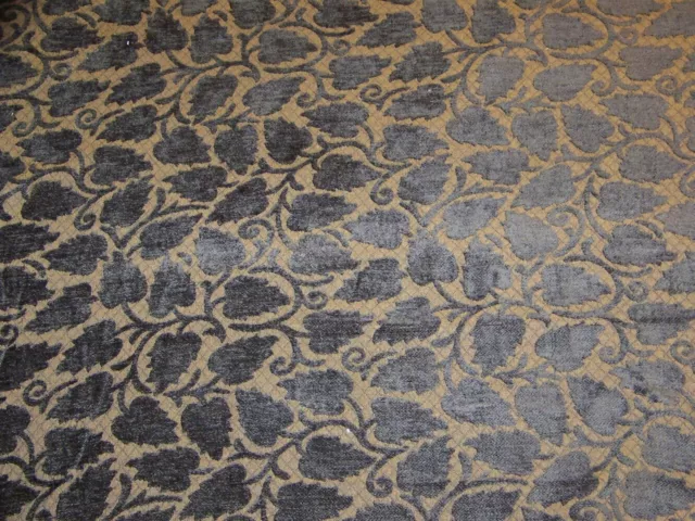 Dark Forest Floral Lattice Chenille Designer Upholstery Fabric 12 5/8 Yards