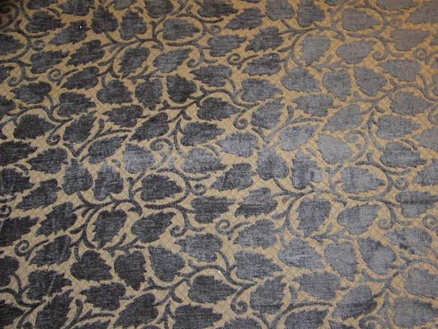 Dark Forest Floral Lattice Chenille Designer Upholstery Fabric 12 5/8 Yards