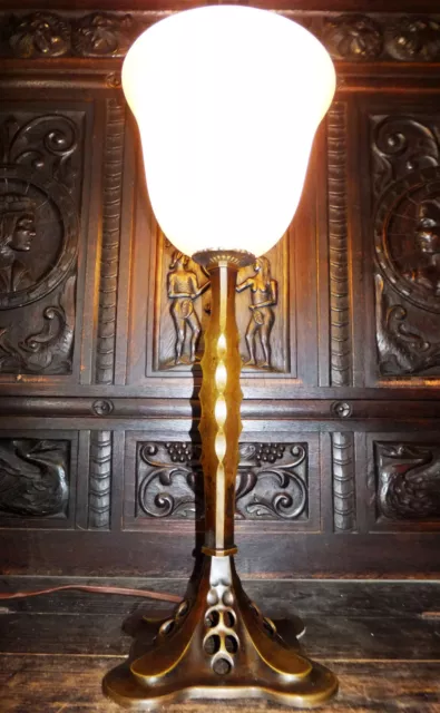 Tisch Stand Boden Lampe Leuchte Licht Bronze Art Deco Jugendstil Antik Original