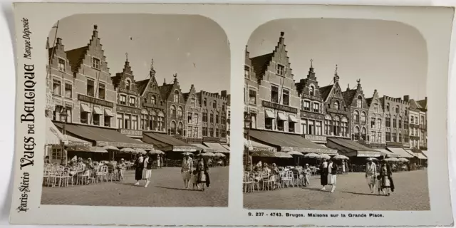 Belgique, Bruges, Maisons sur la Grande Place, Vintage silver print, ca.1900, St