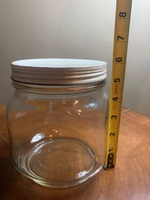 Vintage Kitchen Glass Jar Cannister With Lid Rounded Square