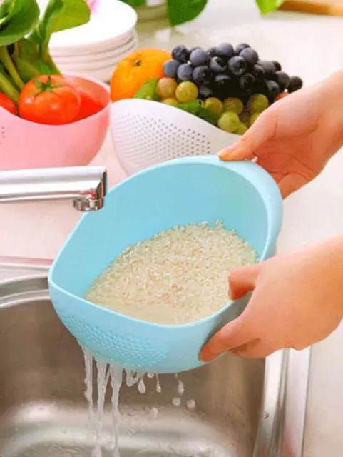 Rice Washing Filter Strainer Basket Sieve Colander Fruit Vegetable Bowls Drainer