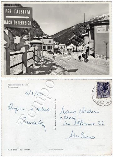 Cartolina di Brennero, confine Italia Austria - Bolzano, 1960