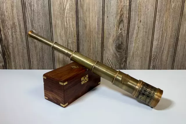 Maritime Sailor Brass Telescope Deluxe Admiral's Rosewood Box Antique Spyglass