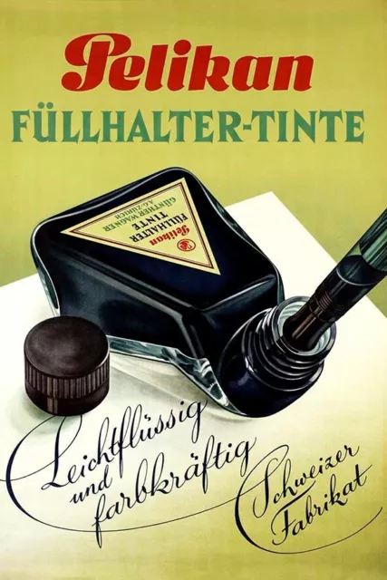 Poster Manifesto Locandina Pubblicità Ufficio Stampa Vintage Penne Stilo Pelikan