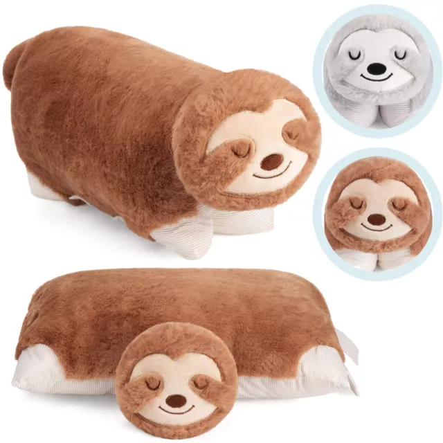 2en1 Perezoso Peluche y Cojín 40x30 cm Juguete de Peluche Suave para Niños