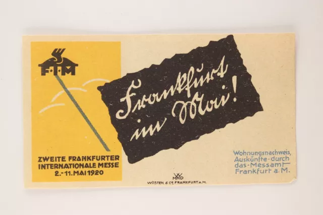 Frankfurt International Expo Fair 1920 Large German Poster Stamp