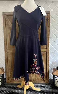 Vicky and Lucas A Line Dress Navy V Neck Size Small New With Tags Free Shipping