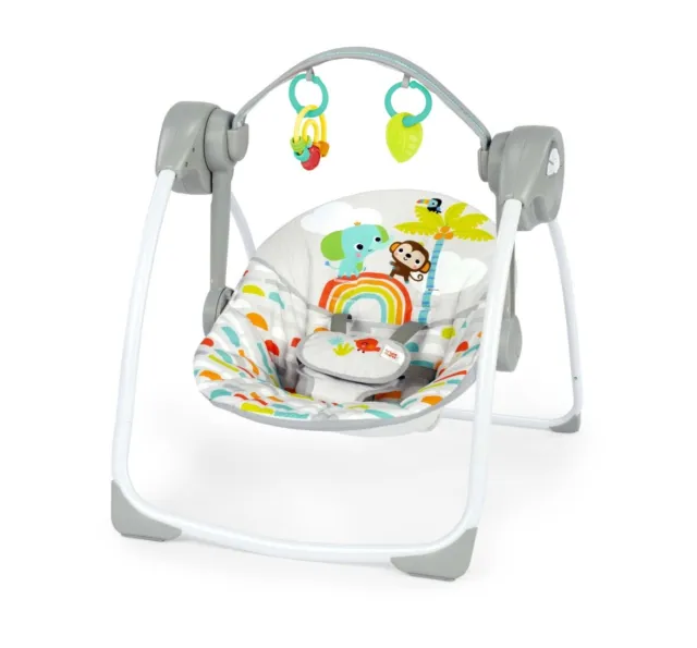 Bright Starts Playful Paradise Portable Compact Baby Swing with Toys, Unisex New