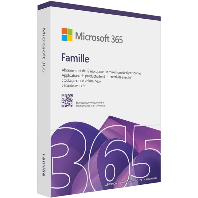 LOGICIEL DE BUREAUTIQUE MICROSOFT 365 Famille 12 mois 2025 EUR 129,00 ...