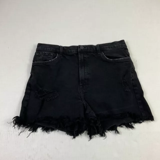 J Brand Womens Jules Shorts Black Denim Frayed Hem Stretch High Rise Size 29 8