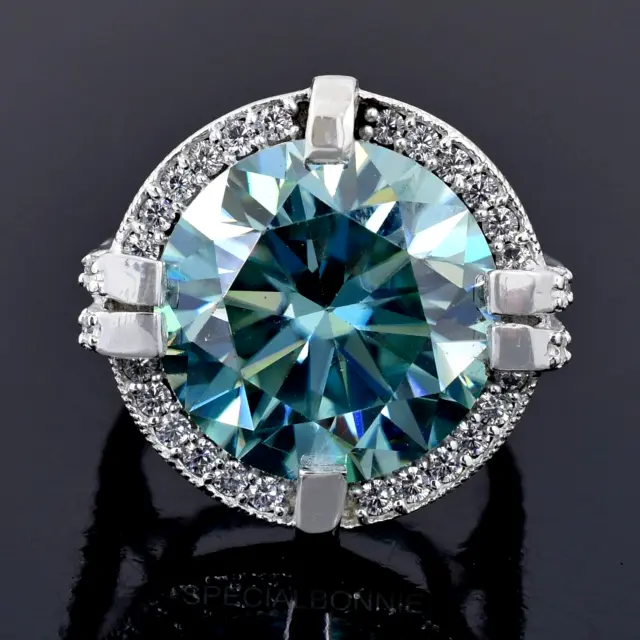 RARE 13.45 Ct Certified Blue Diamond Solitaire Ring -Great Luster ! VIDEO