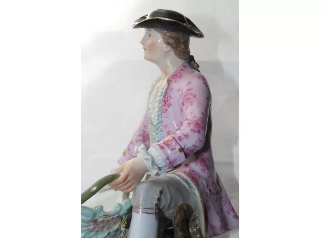 Meissen seltene große Porzellanfigur  Figurenschale Kavalier um 1860