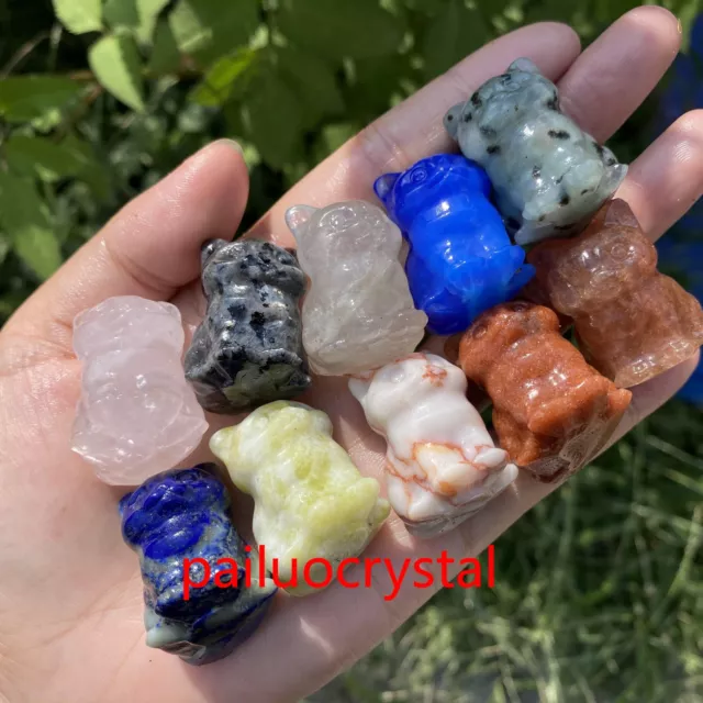 10pcs Wholesale Natural Mixed Cat Quartz Crystal Skull Reiki Healing Gem 1.2"