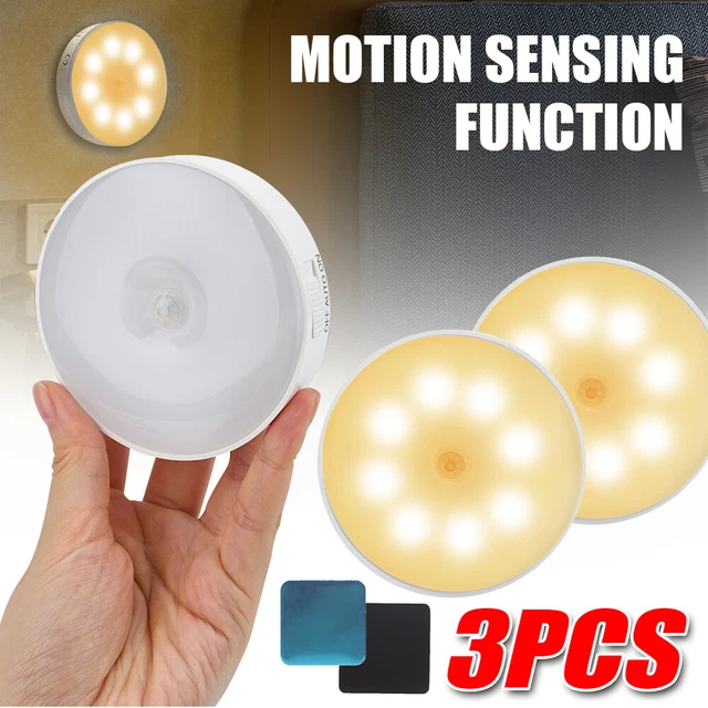8 LED MOTION Sensor Light USB Wireless PIR Battery Wall Cabinet Stair ...