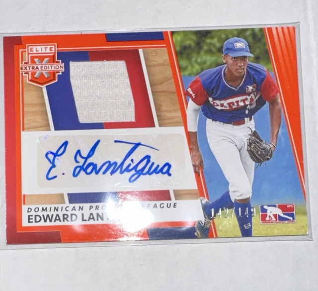 2022 Panini Elite Extra Edition Baseball Edward Lantigua Material Signature /149