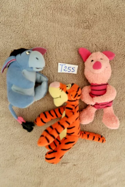 Peluche n°T255:  Lot de 3 amis  Winnie l'ourson The Pooh  Disney 7 à 11cm