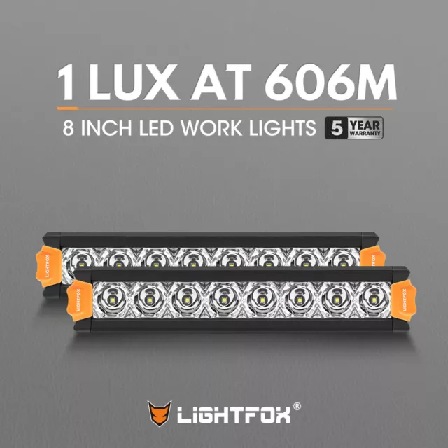 Lightfox Pair 8inch Osram LED Light Bar Super Slim Single Row Combo Lamp Offroad