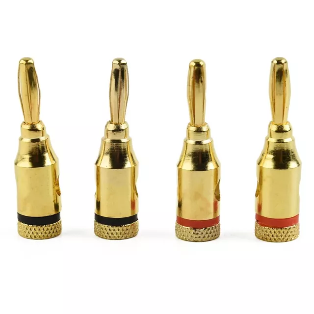 Gold Plated Audio Speaker Cable Wire Connector 4mm Banana Plugs (4 Pairs) 2