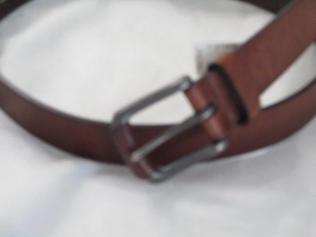 fossil men belt 44" leather  brown leather with antique nickel  1.25"