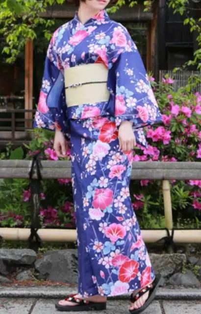 Japanese Women's Traditional YUKATA KIMONO Obi Belt Sandal Set JAPAN Kyoto 82