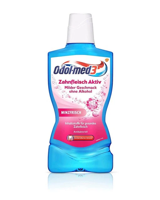 8x Odol Med3 Collutoire 500ml Zahnfleisch Aktiv Menthe Irrigation Frais Souffle