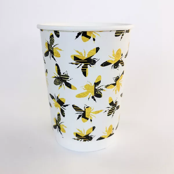 12oz Honey Bee Printed Paper Cups Disposable Party Takeaway Coffee Cups