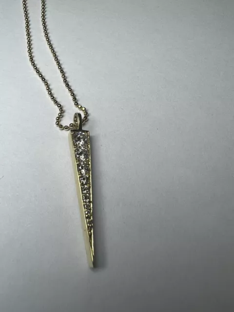 Authentic Designer Anita Ko 18k Solid Gold Diamond Dagger Pendant & 18"chain