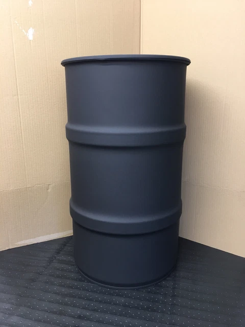 Baril Métal 60L Noir Mat, Bidon Tonneau, Décoration Ou Rangement Industriel