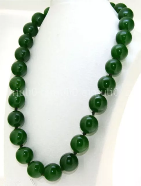 Exquisite Natural 8/10/12/14mm GREEN Jade Round Beads Gemstone Necklace 18" AAA 2